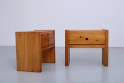 Pamono Pinewood Nightstands from Charlotte Perriand, 1970s, Set of 2><noscript><img width=