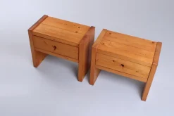 Pamono Pinewood Nightstands from Charlotte Perriand, 1970s, Set of 2><noscript><img width=