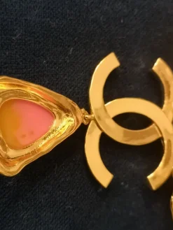 Pamono Pink and Gold Chanel Necklace Pendant from Chanel><noscript><img width=