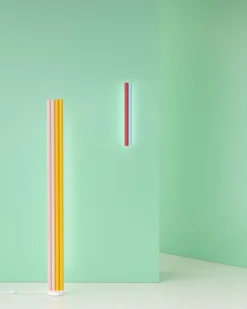 Pamono Pink and Yellow Parallel Tubes Floor Light by Atelier Areti> Floor Lamps