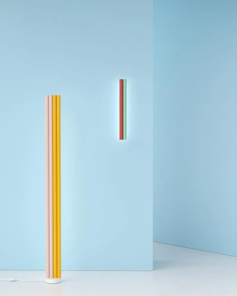 Pamono Pink and Yellow Parallel Tubes Floor Light by Atelier Areti> Floor Lamps