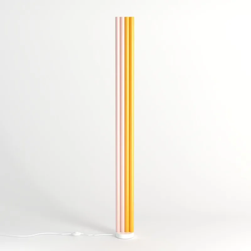 Pamono Pink and Yellow Parallel Tubes Floor Light by Atelier Areti> Floor Lamps