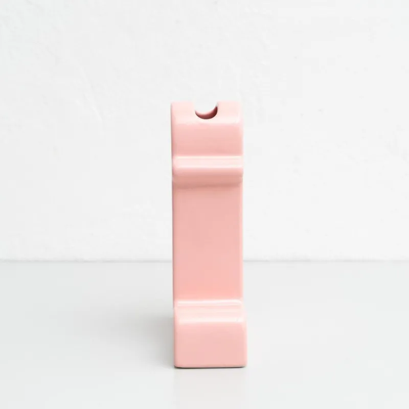 Pamono Pink Ceramic Shiva Flower Vase by Ettore Sottsass for BD Barcelona> Tabletop