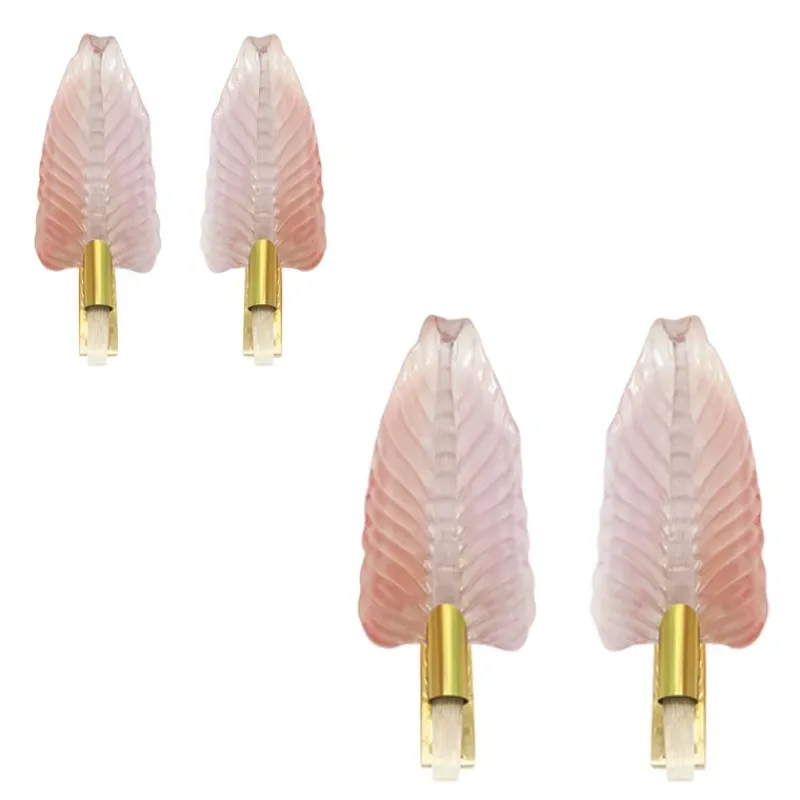 Pamono Pink Leaf Murano Glass Wall Sconces by Simoeng, Set of 2