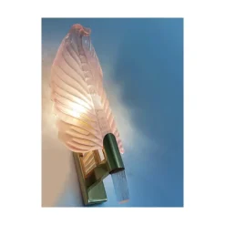 Pamono Pink Leaf Murano Glass Wall Sconces by Simoeng, Set of 2