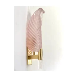 Pamono Pink Leaf Murano Glass Wall Sconces by Simoeng, Set of 2