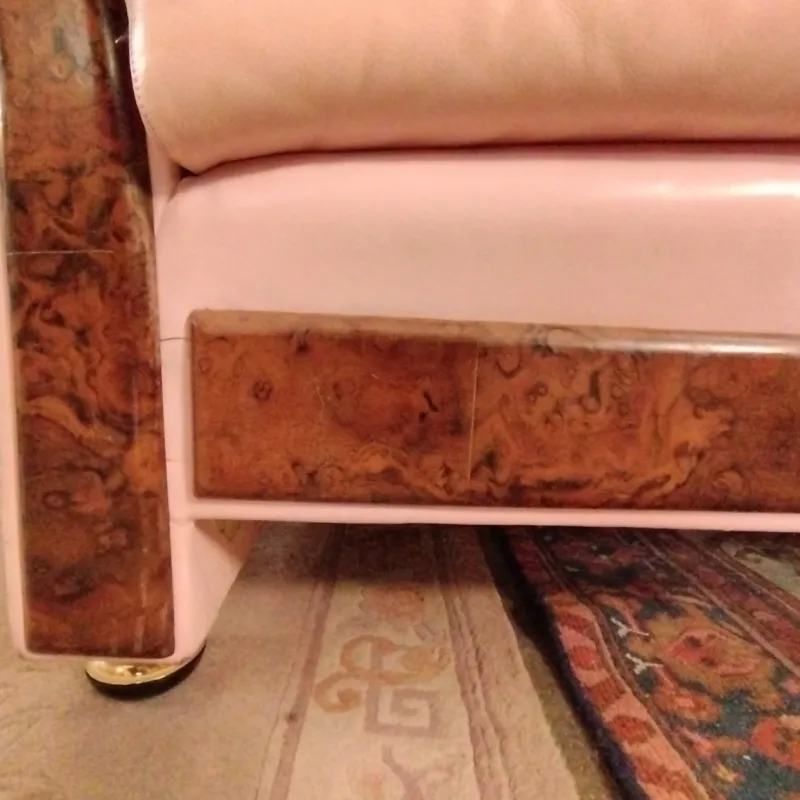 New Pamono Pink Leather Sofa, 1980s