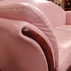 New Pamono Pink Leather Sofa, 1980s