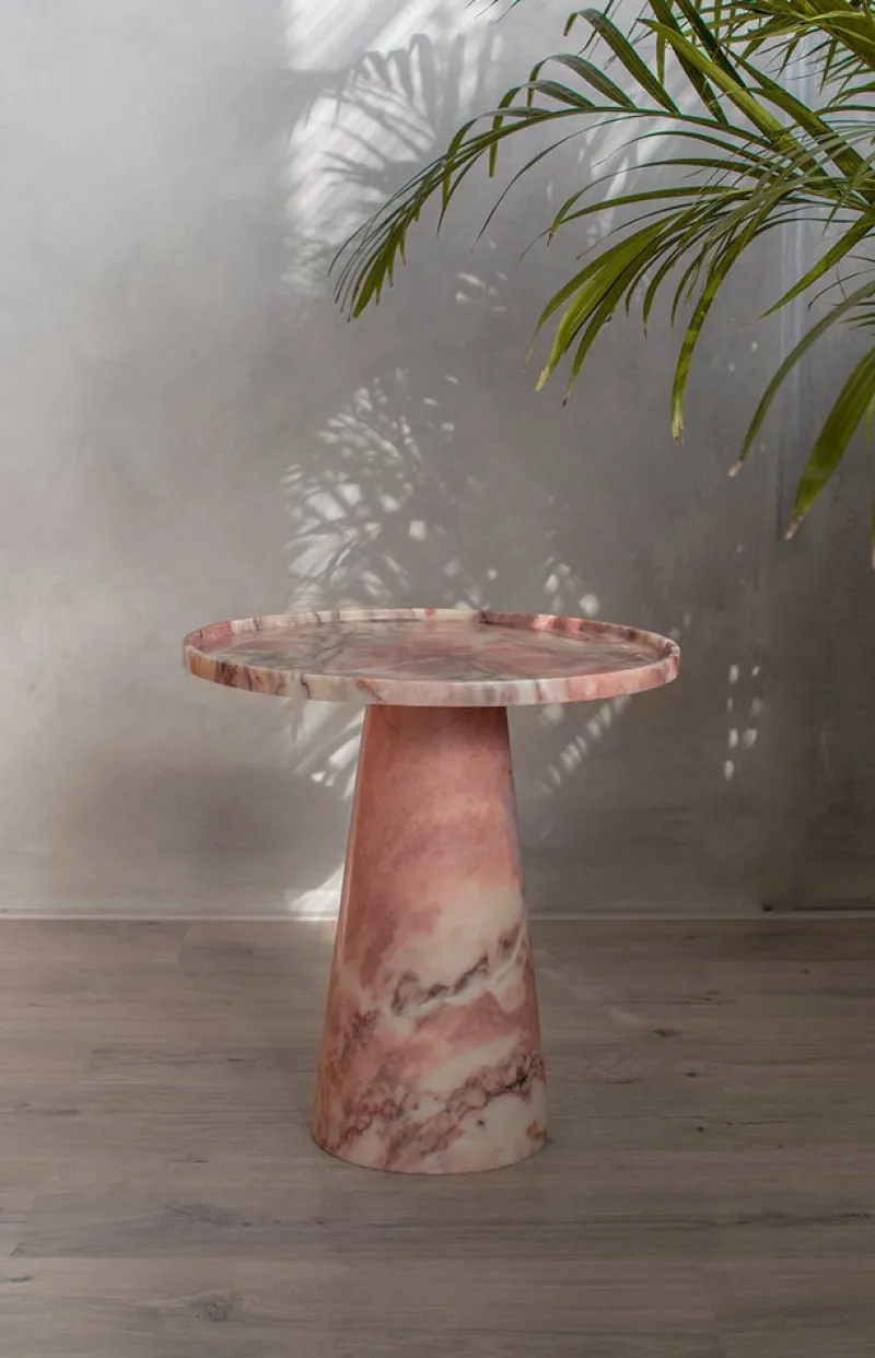 Pamono Pink Marble Cone Side Table from Kiwano Concept> Tables