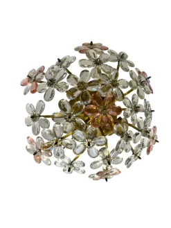 New Pamono Pink Murano Glass Floral Flush Mount, 1970s