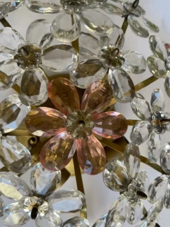 New Pamono Pink Murano Glass Floral Flush Mount, 1970s
