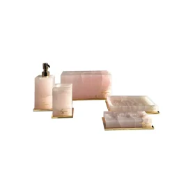 Pamono Pink Onyx Bathroom Set by Euromarmi Store, Set of 4> Decorative Objects