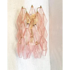 Pamono Pink Poliedri Murano Glass Wall Sconces by Simoeng, Set of 2> Wall Lights & Sconces|Wall Lights & Sconces