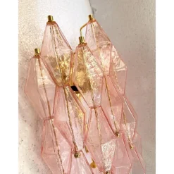 Pamono Pink Poliedri Murano Glass Wall Sconces by Simoeng, Set of 2><noscript><img width=