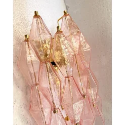 Hot Pamono Pink Poliedri Murano Glass Gold 24k Wall Sconces by Simoeng, Set of 2