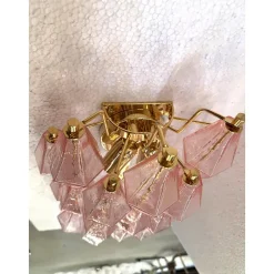 Hot Pamono Pink Poliedri Murano Glass Gold 24k Wall Sconces by Simoeng, Set of 2