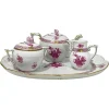Hot Pamono Pink Porcelain Apponyi Tea Set from Herend Hungary, 1960s, Set of 4