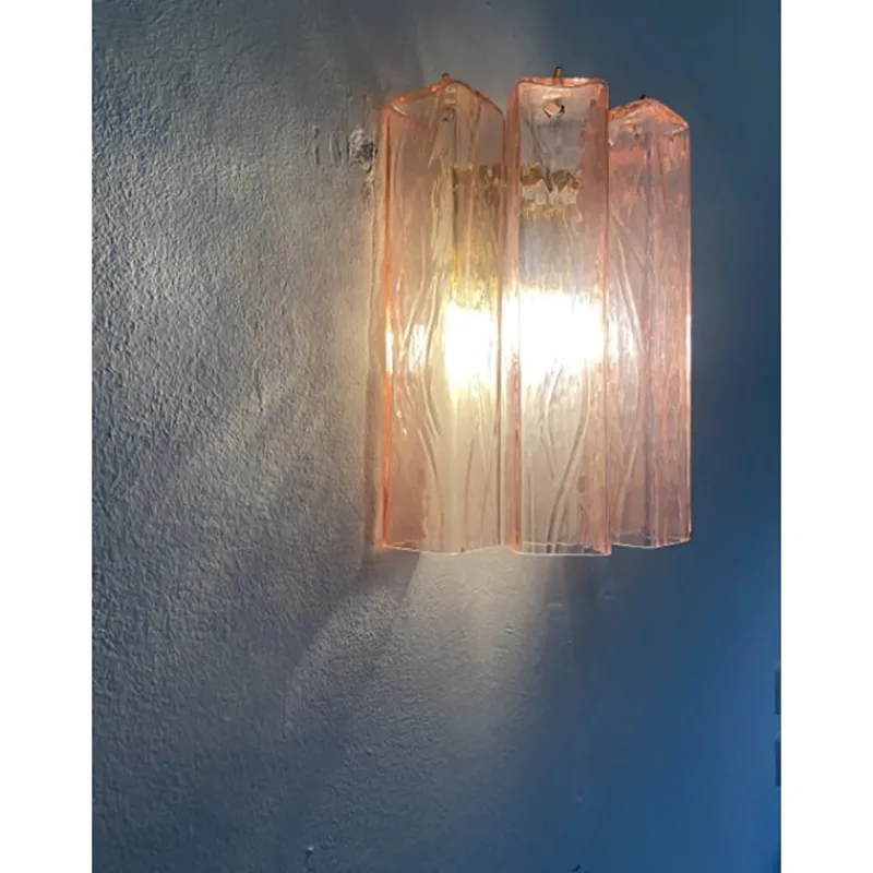 Online Pamono Pink Squared Murano Glass Wall Sconce by Simoeng