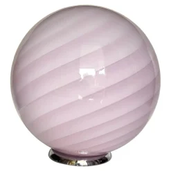 Pamono Pink Swirl and Milky-White Sphere Murano Glass Table Lamp by Simoeng> Table Lamps