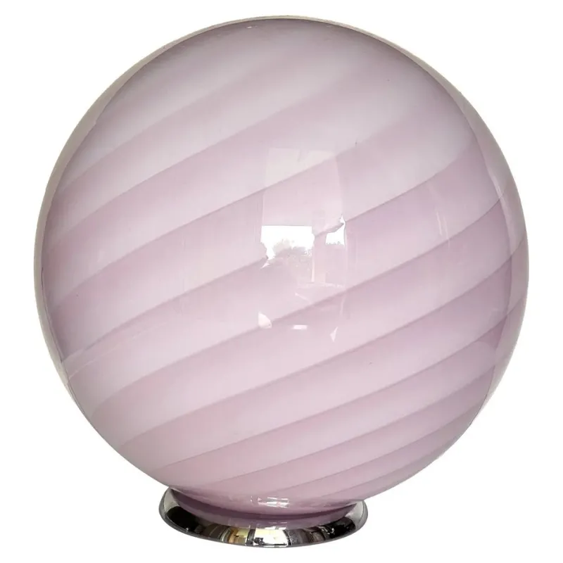 Pamono Pink Swirl and Milky-White Sphere Murano Glass Table Lamp by Simoeng> Table Lamps
