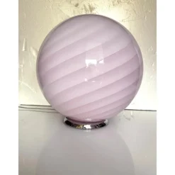 Pamono Pink Swirl and Milky-White Sphere Murano Glass Table Lamp by Simoeng><noscript><img width=