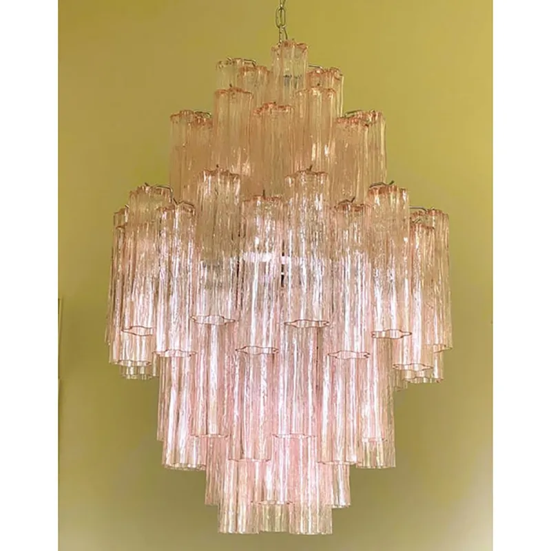 Pamono Pink Tronchi Murano Glass Chandelier by Simoeng> Ceiling Lights
