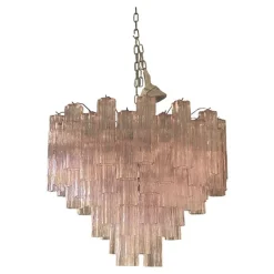 Best Pamono Pink Tronchi Murano Glass Chandelier in Venini Style by Simoeng