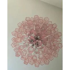 Best Pamono Pink Tronchi Murano Glass Chandelier in Venini Style by Simoeng