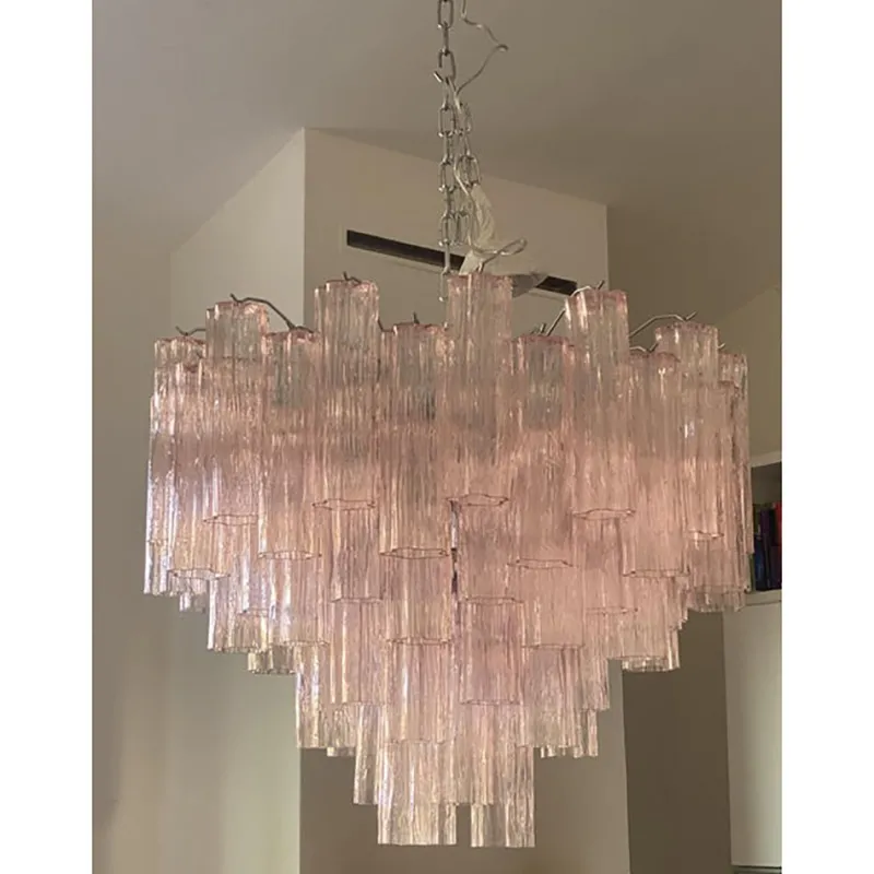 Best Pamono Pink Tronchi Murano Glass Chandelier in Venini Style by Simoeng