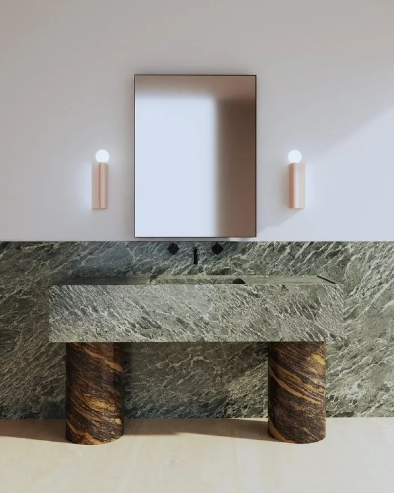 Pamono Pink Tube and Rectangle Wall Light by Atelier Areti> Wall Lights & Sconces