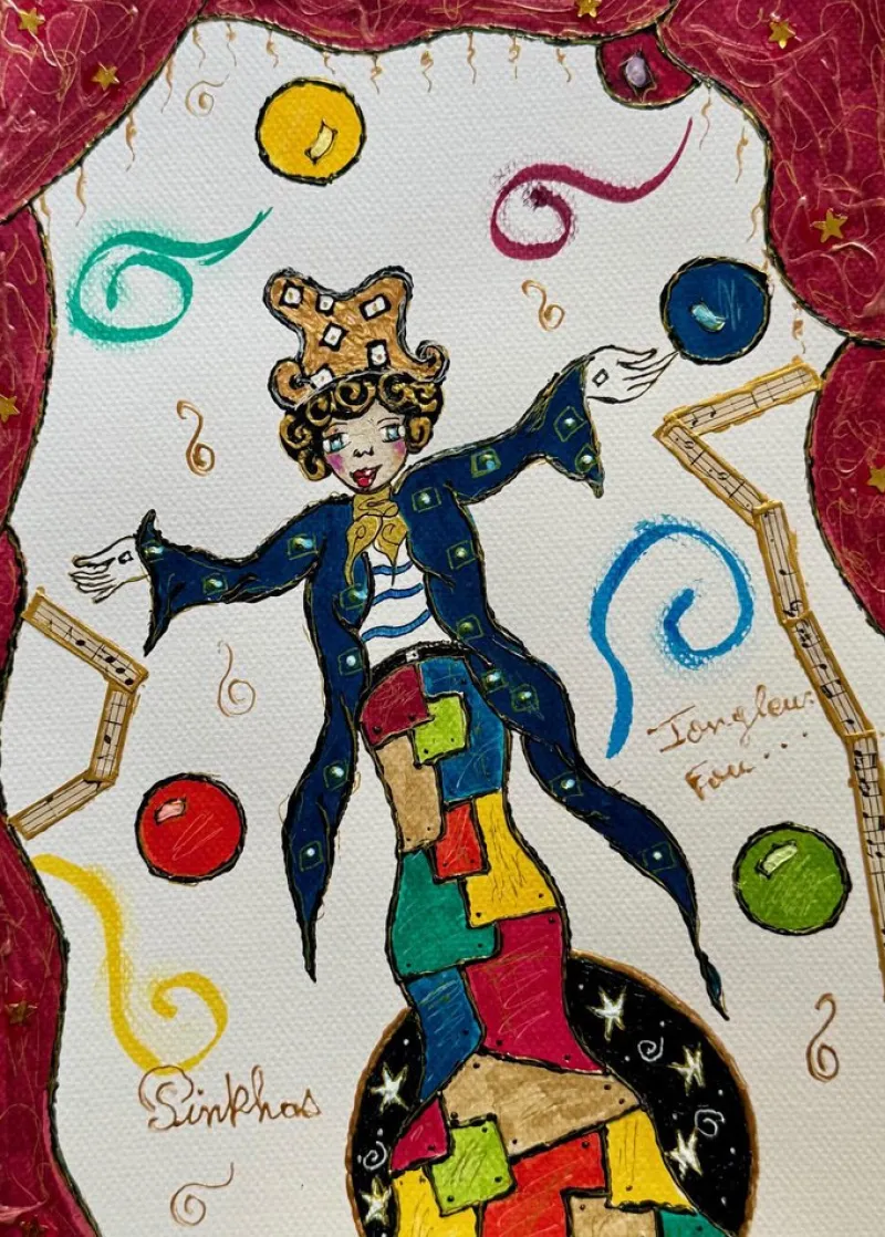 Pamono Pinkhas, Crazy Juggler, 2025, Mixed Media on Paper> Work On Paper