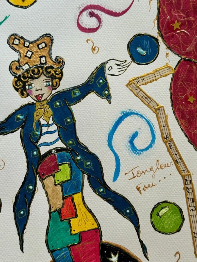 Pamono Pinkhas, Crazy Juggler, 2025, Mixed Media on Paper> Work On Paper