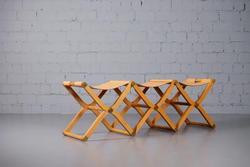 Pamono Pippa Folding 3 Seater Bench by Rena Dumas for Hermès Paris> Benches