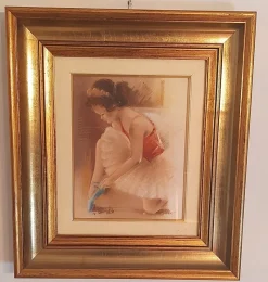 Pamono Pittis, Couple of Dancers, 1983, Oil on Canvases, Framed, Set of 2> Impressionist