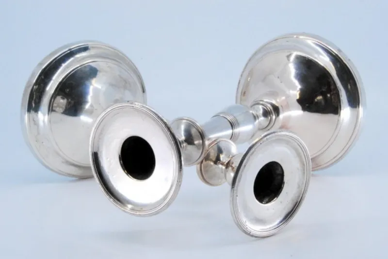 Pamono Plain Silver Candlesticks, Set of 2> Candleholders