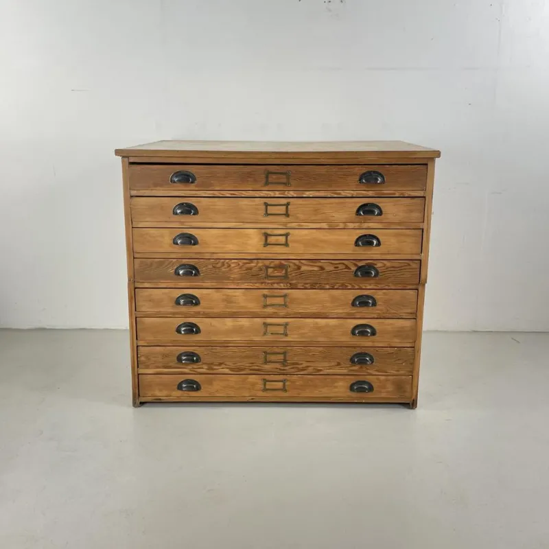 Pamono Plan Chest with Brass Cup Handles, 1930s> Dressers, Commodes & Chests