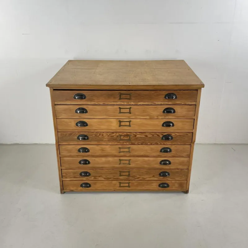 Pamono Plan Chest with Brass Cup Handles, 1930s> Dressers, Commodes & Chests