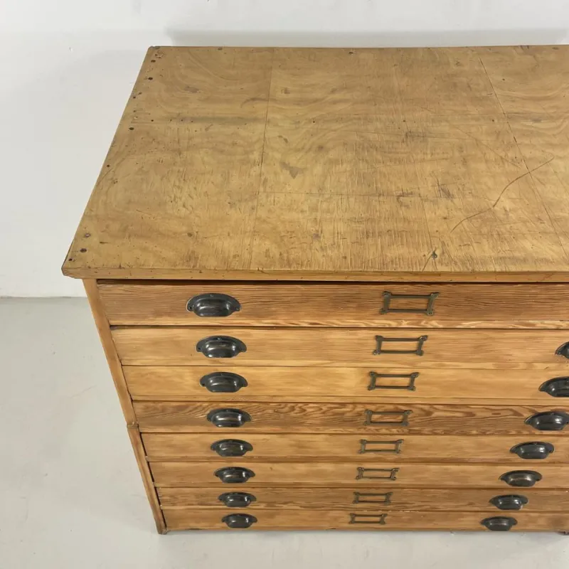 Pamono Plan Chest with Brass Cup Handles, 1930s> Dressers, Commodes & Chests