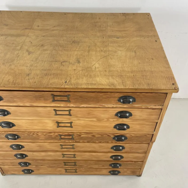 Pamono Plan Chest with Brass Cup Handles, 1930s> Dressers, Commodes & Chests