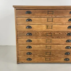 Pamono Plan Chest with Brass Cup Handles, 1930s><noscript><img width=