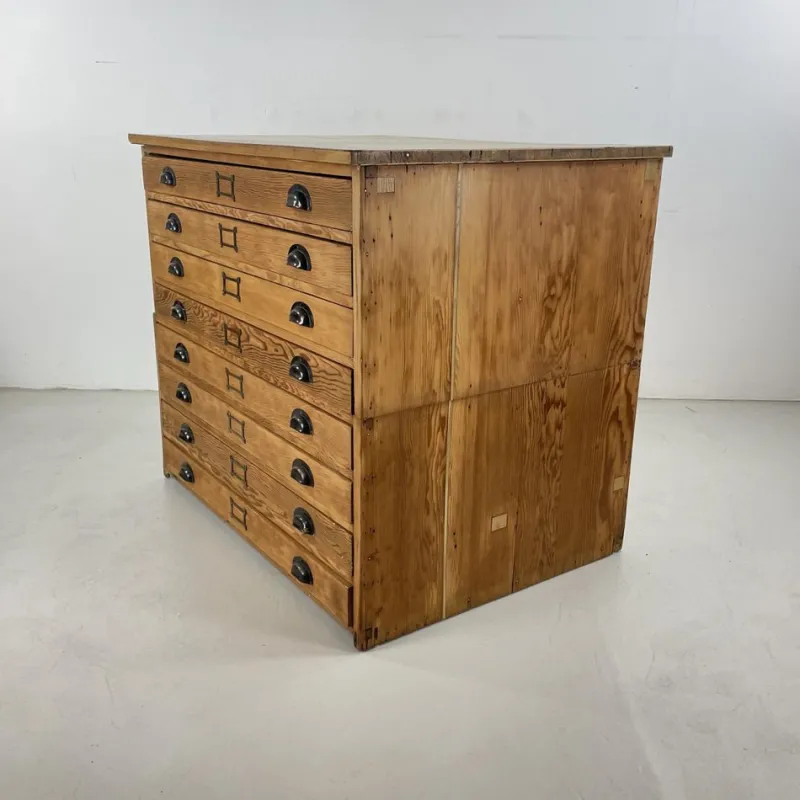 Pamono Plan Chest with Brass Cup Handles, 1930s> Dressers, Commodes & Chests