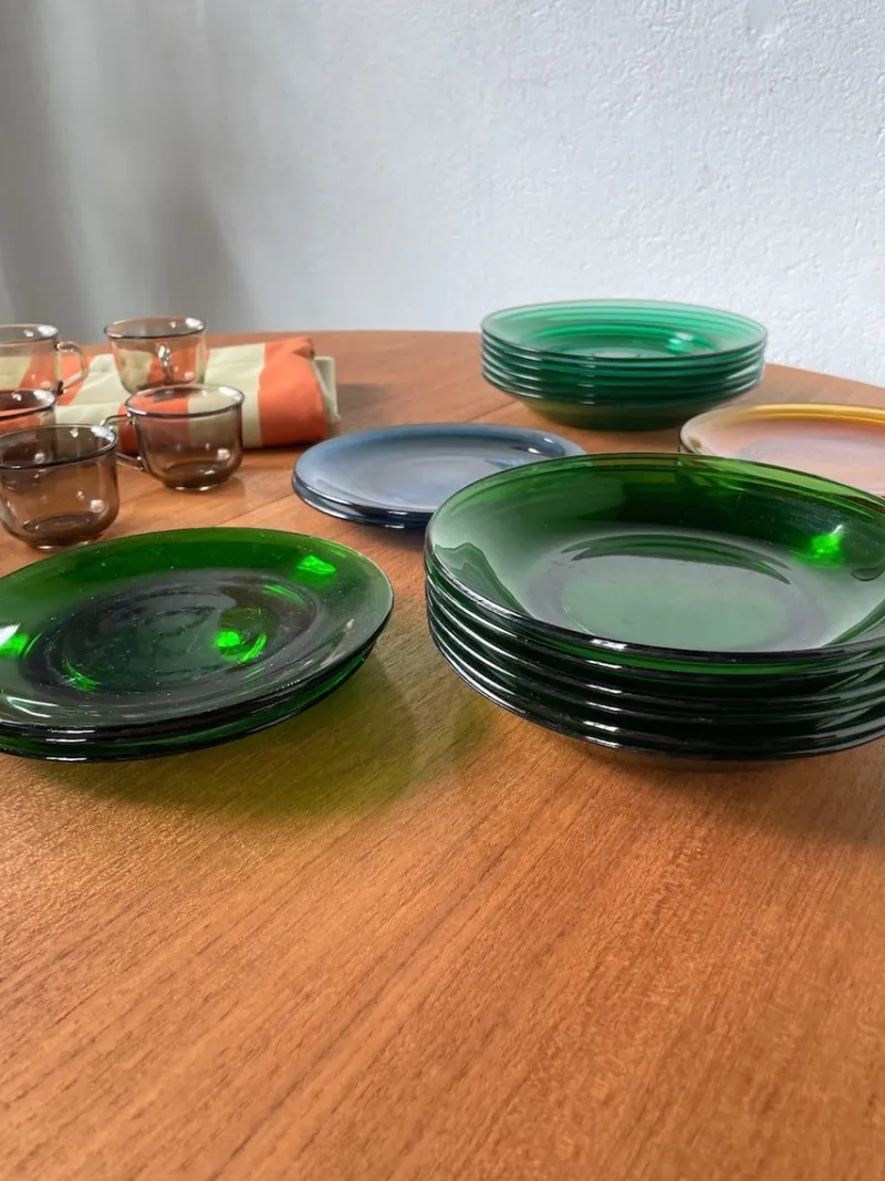 Pamono Plates and Cups Set from Duralex, 1960s, Set of 43> Dinner Plates & Bowls