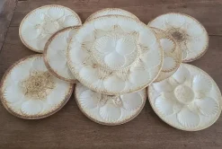 Pamono Plates and Oyster Dish, 1920s, Set of 9> Dinner Plates & Bowls