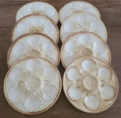 Pamono Plates and Oyster Dish, 1920s, Set of 9><noscript><img width=