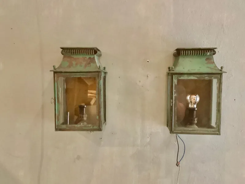 Pamono Platina Copper Classic Model Garden Wall Light, Maison, France, 1970s, Set of 2> Garden Lighting