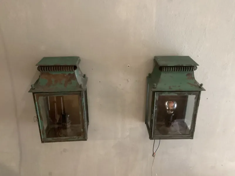 Pamono Platina Copper Classic Model Garden Wall Light, Maison, France, 1970s, Set of 2> Garden Lighting