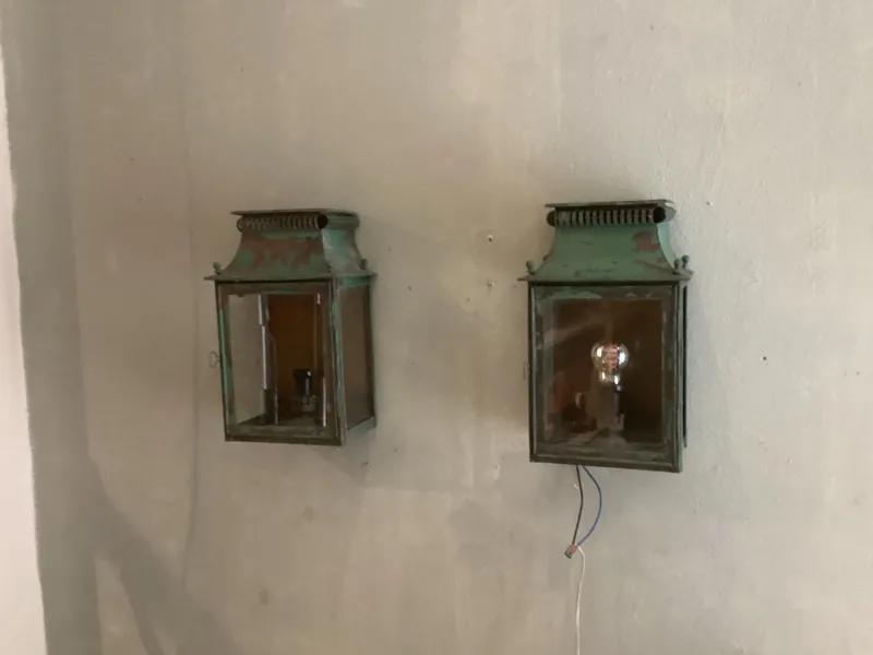 Pamono Platina Copper Classic Model Garden Wall Light, Maison, France, 1970s, Set of 2> Garden Lighting