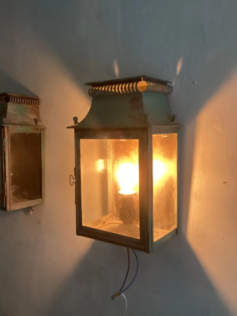 Pamono Platina Copper Classic Model Garden Wall Light, Maison, France, 1970s, Set of 2> Garden Lighting