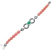 Pamono Platinum and White Gold Bracelet with Coral and Emerald> Bracelets