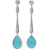 Pamono Platinum Dangle Earrings with Turquoises and Diamonds, Set of 2> Earrings
